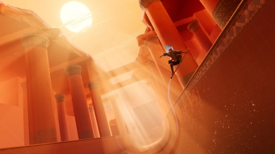 Surf door de woestijn in Sword of the Sea