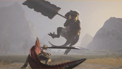 Speel als een Spinosaurus met een zwaard in Dinoblade