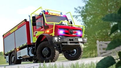 De brandweer arriveert in Farming Simulator 25's gratis Emergency Pack