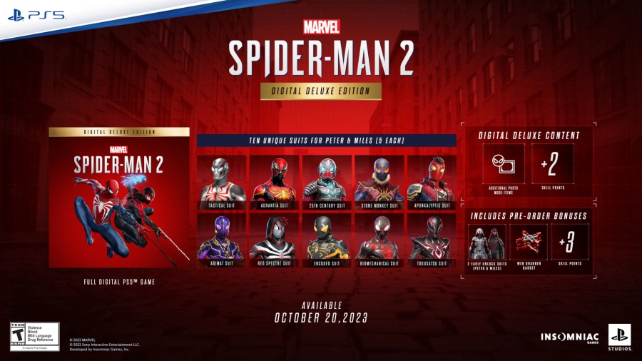 Marvels SpiderMan 2 preorder skins 2