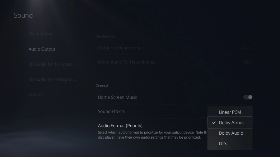 PS5 Dolby Atmos