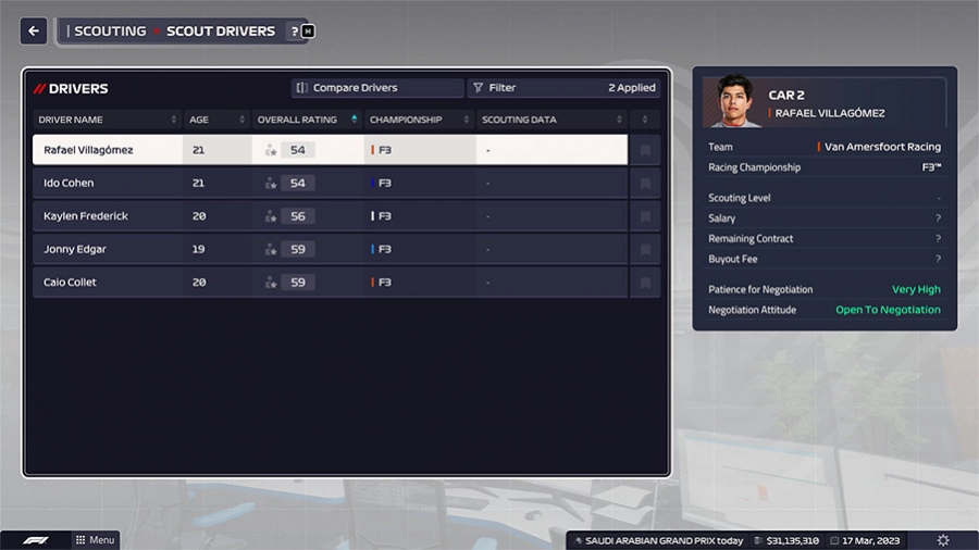 F1 Manager 2023 scout