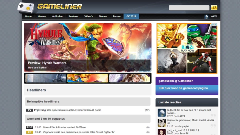 Gameliner Website 2014