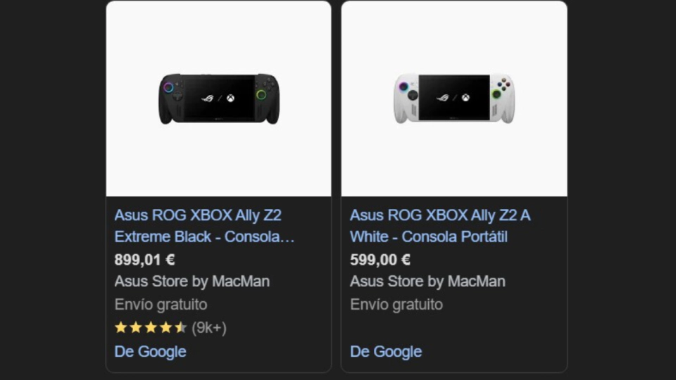 screenshot ROG Xbox Ally prijzen