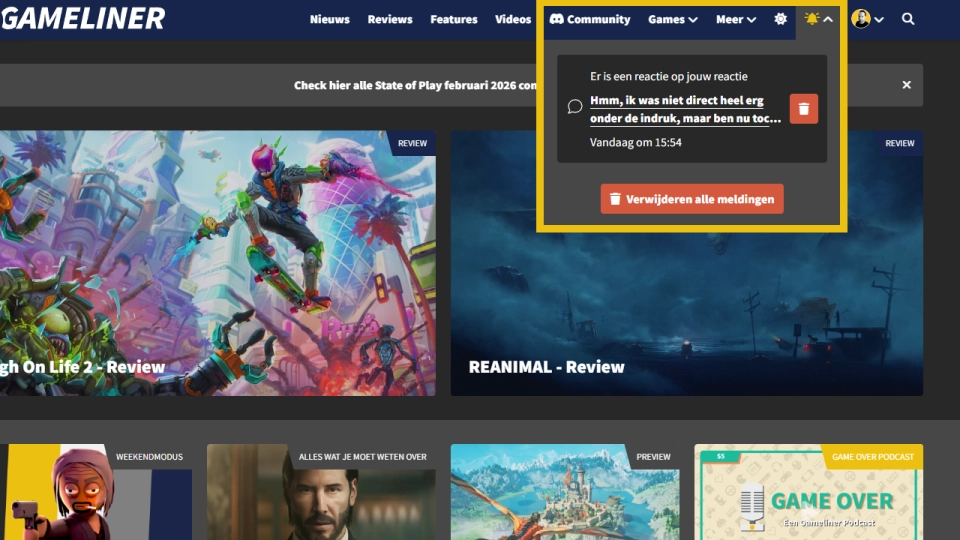 Gameliner notificaties