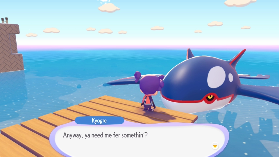 Pokmon Pokopia review Kyogre dialoog