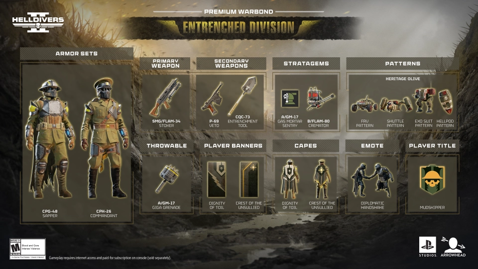 Helldivers 2  Entrenched Division Warbond roadmap
