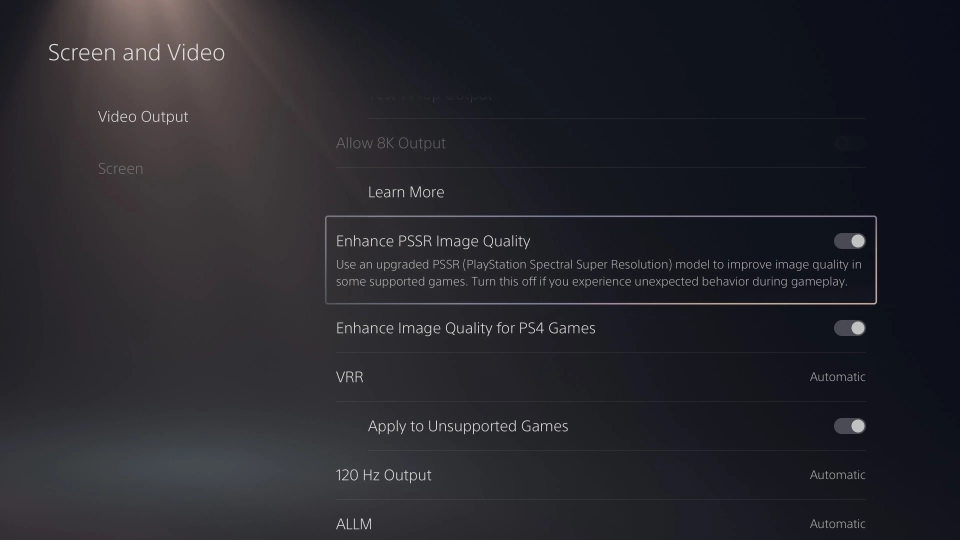 PlayStation Spectral Super Resolution PSSR hoe how to