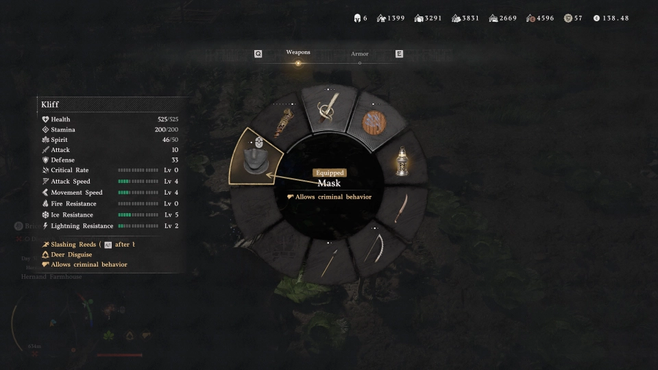 Selecteren van het masker in Crimson Desert