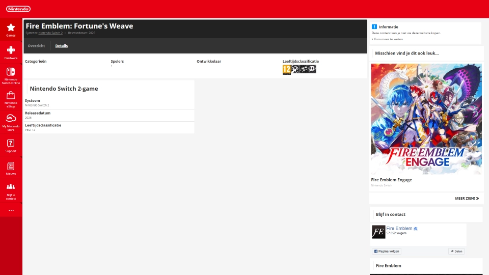 Fire Emblem Fortunes Weave PEGI rating