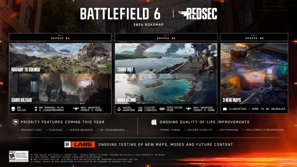 Battlefield 6 roadmap 2026 season 3 4 5