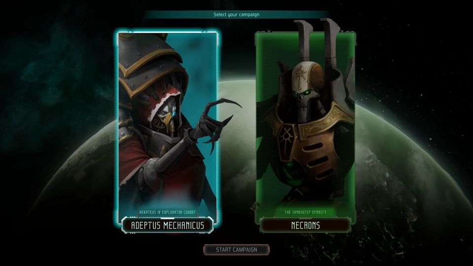 Warhammer 40000 Mechanicus II campagne keuze