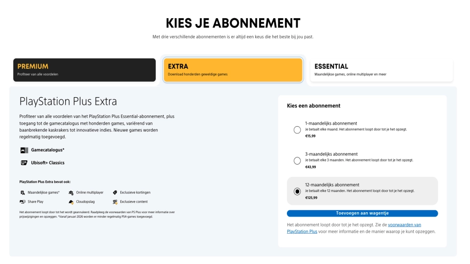 PS Plus Extra Prijsstijging