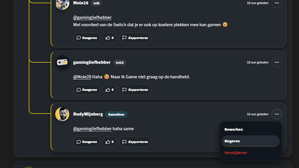 Gameliner negeren