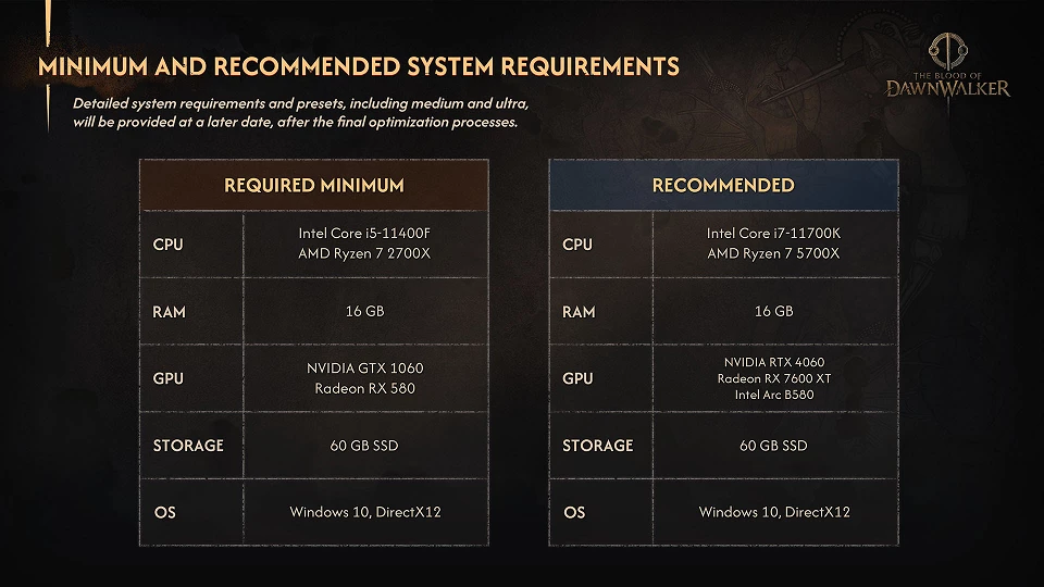 The Blood of Dawnwalker pc specs
