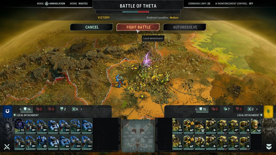 Total War WARHAMMER 40000 gevecht start