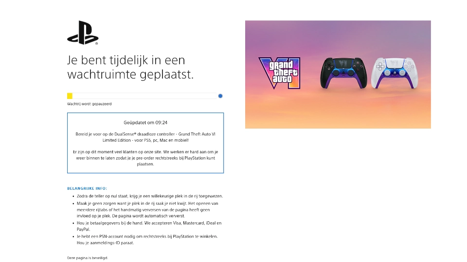 Wachtrij PlayStation Store GTA 6 controller