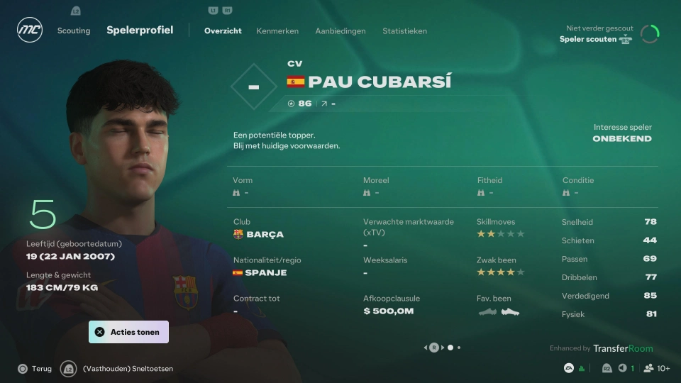 EA Sports FC 27 wonderkid Pau Cubarsi