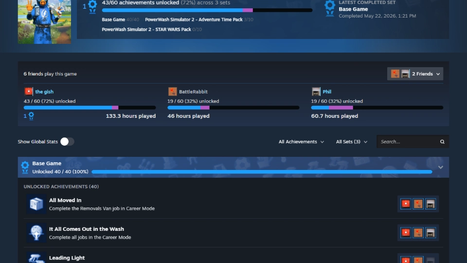 Steam Prestaties